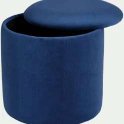 Pouf en velours avec coffre de rangement - bleu H43cm