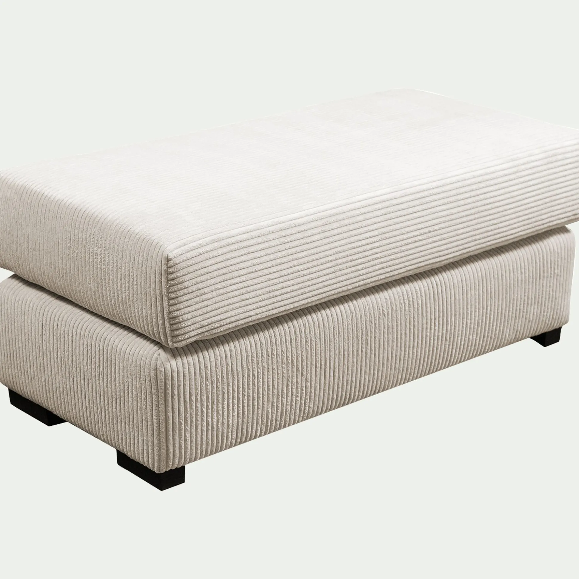 Pouf rectangulaire en velours côtelé Azores - beige