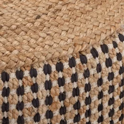 Pouf rond en jute et coton - noir D50xH45cm