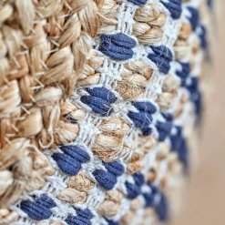 Pouf rond en jute et coton - noir D50xH45cm