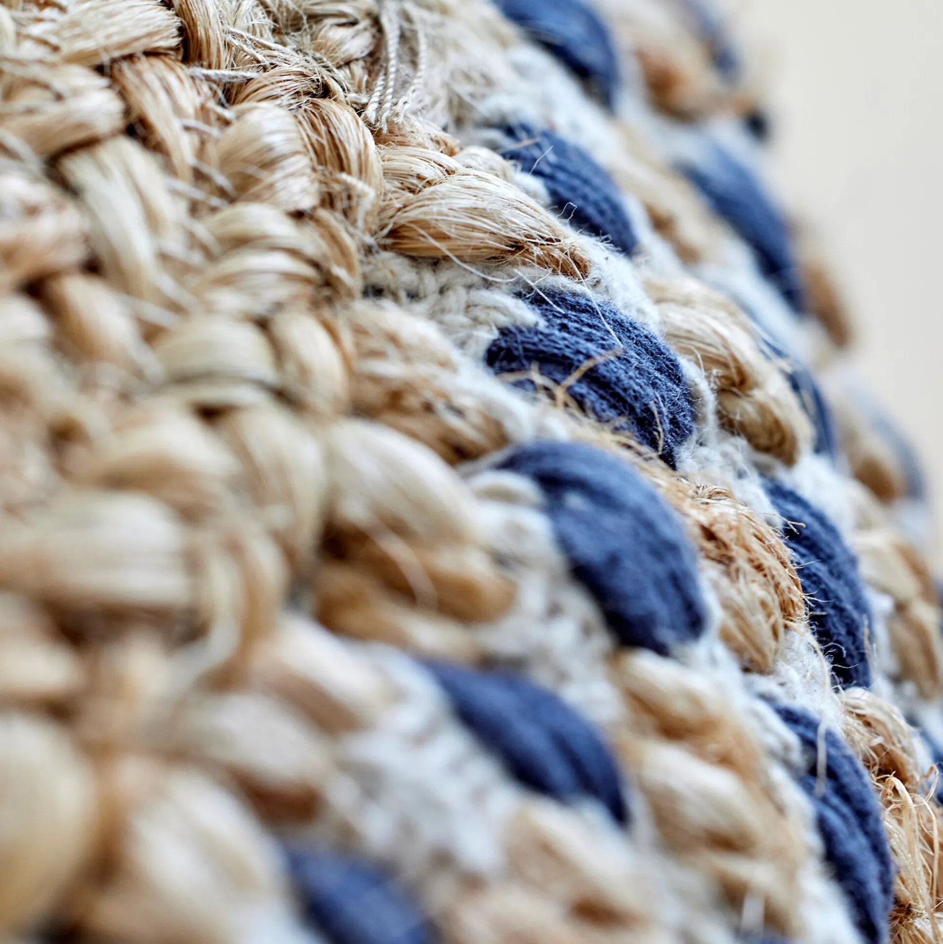 Pouf rond en jute et coton - noir D50xH45cm