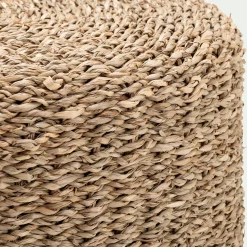 Pouf rond tressé en jonc de mer D40xH30cm - naturel