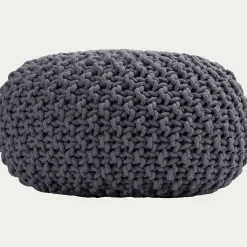 Pouf tressé en coton D50xH30cm - gris restanque