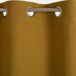 Rideau à œillets en coton finition surpiqûre 140x250cm - vert mousse