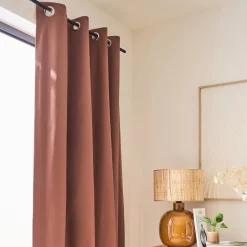 Rideau à œillets en coton 140x250cm - brun rhassoul