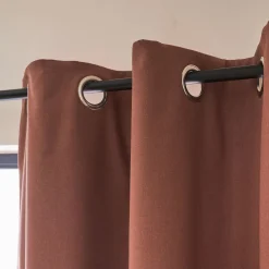 Rideau à œillets en coton 140x250cm - brun rhassoul