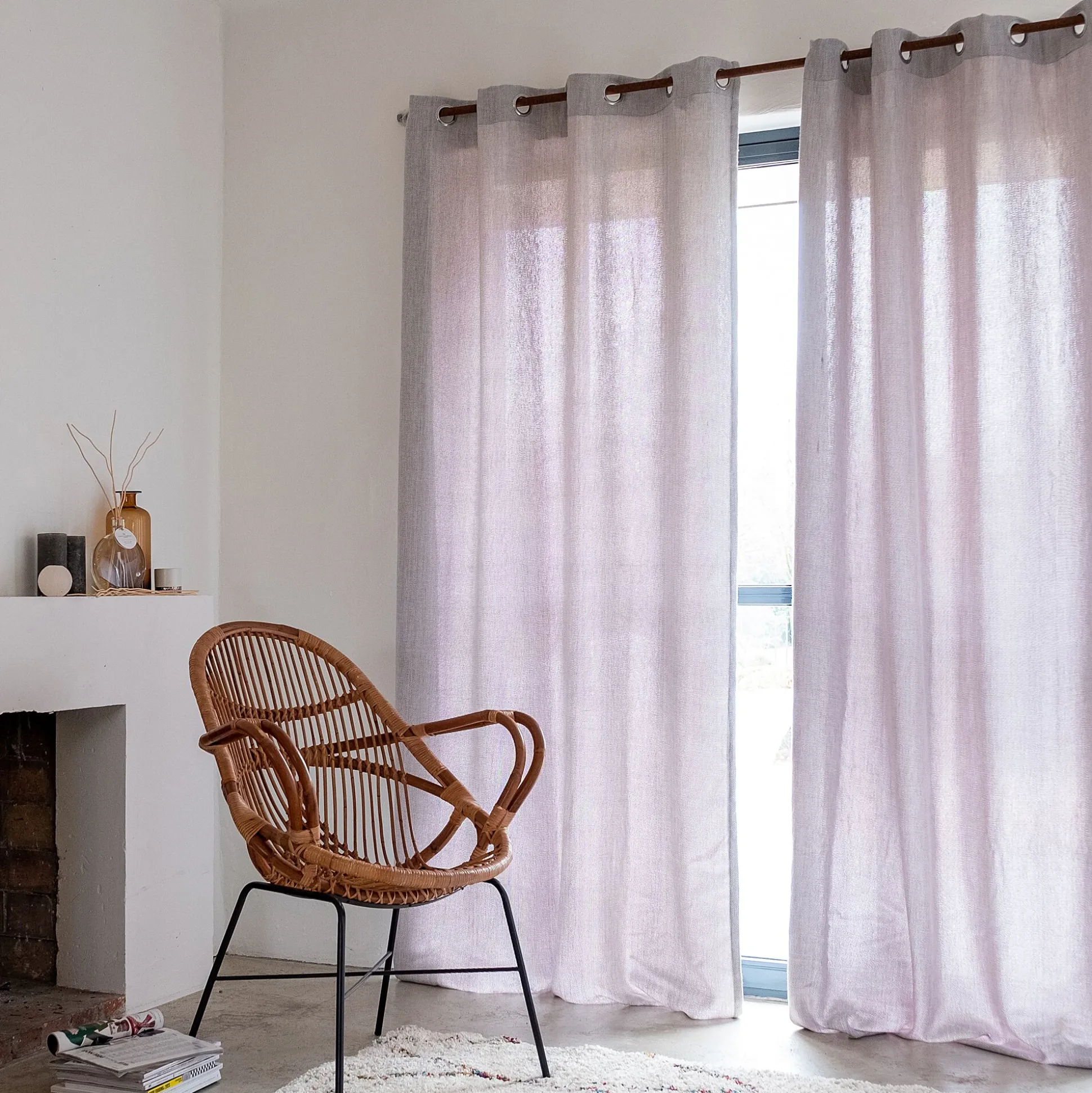 Rideau à œillets en polyester 140x250cm - gris clair