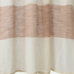 Rideau à nouettes en coton à bande brun rustrel 140x250cm - blanc