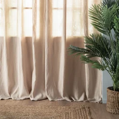 Rideau à nouettes en gaze de coton finition point de cheval 130x250cm - beige alpilles