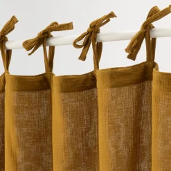 Rideau à nouettes en gaze de coton finition point de cheval 130x250cm - jaune alep