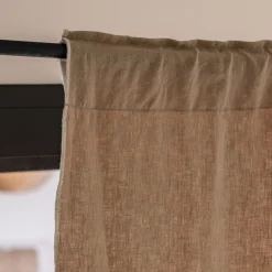 Rideau à passants caché en lin finition point de bourdon 140x250cm - beige corde