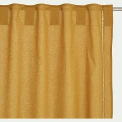 Rideau à passants cachés en lin et coton finition liseré 140x250cm - jaune argan
