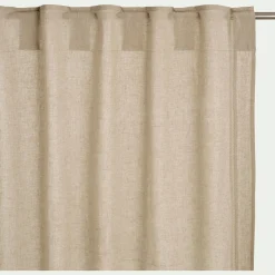 Rideau à passants cachés en lin et coton finition liseré 140x250cm - beige