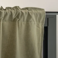 Rideau à passants cachés en coton finition point de cheval 140x250cm - vert olivier