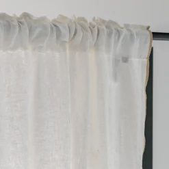 Rideau à passants cachés en lin finition point de bourdon 140x250cm - blanc écru