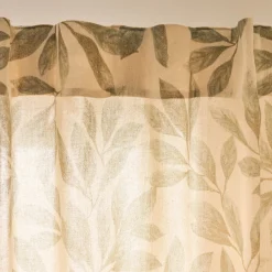 Rideau à passants cachés en coton motif végétal finition franges 135x250cm - vert