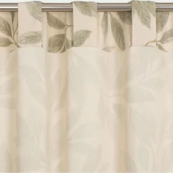 Rideau à passants cachés en coton motif végétal finition franges 135x250cm - vert