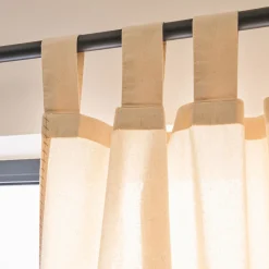 Rideau à passants en coton lavé finition couture 140x250cm - beige