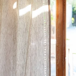 Rideau à passants en lin et coton finition ajouré 140x250cm - beige