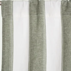 Rideau passe-tringle en lin et coton à rayures 140x250cm - vert
