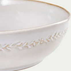 Saladier à motif végétal en grès D26cm - beige alpilles