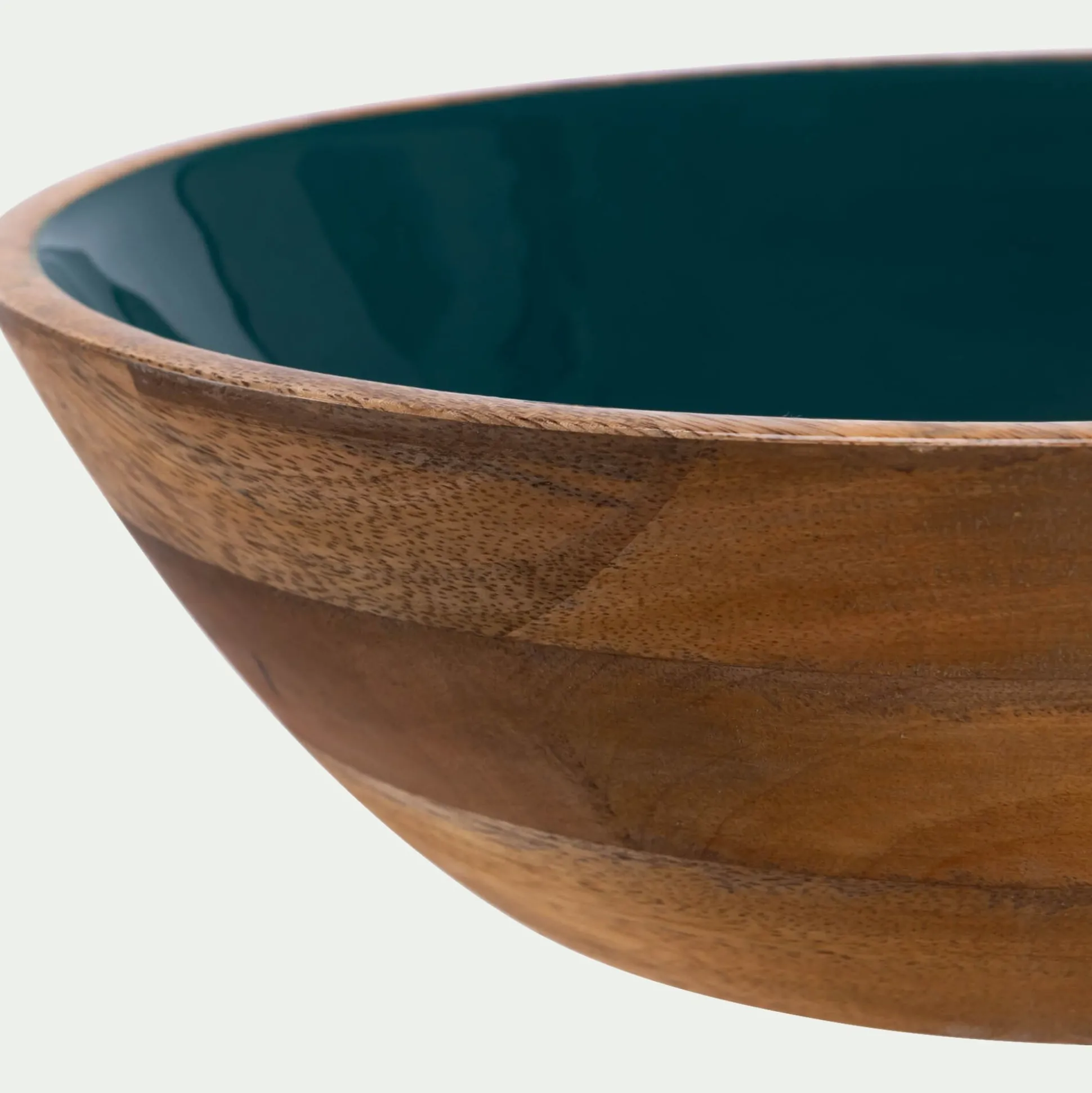 Saladier en bois de manguier D29cm - bleu prusse
