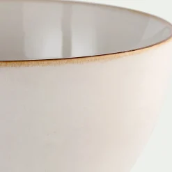 Saladier en grès avec liseré marron D20cm - blanc