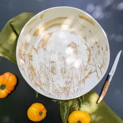 Saladier en grès D35cm - jaune argan