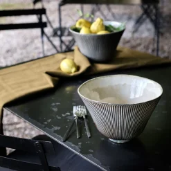 Saladier en grès réactif D24cm - marron écorce