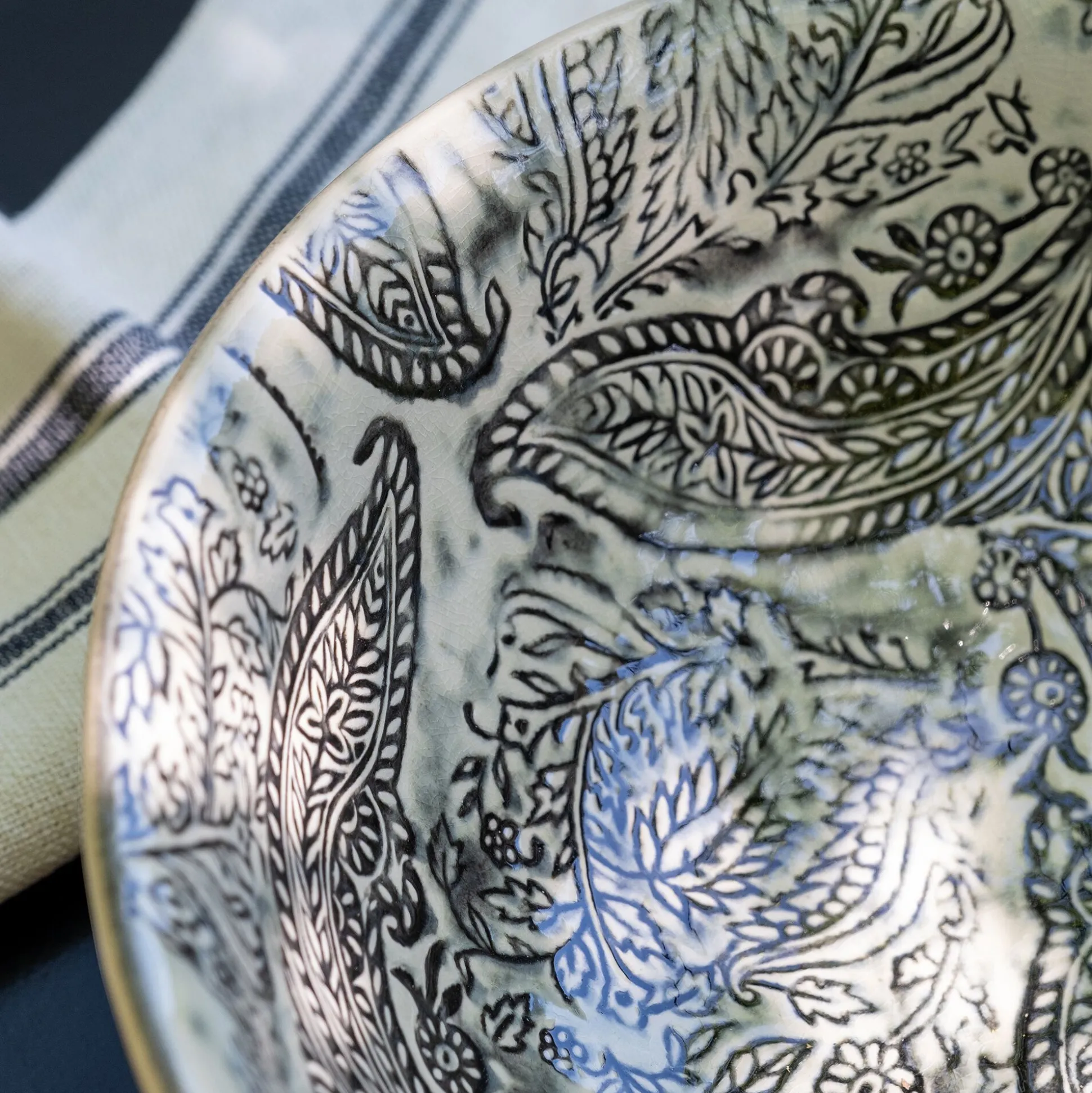 Saladier XXL en grès D38,7cm - beige