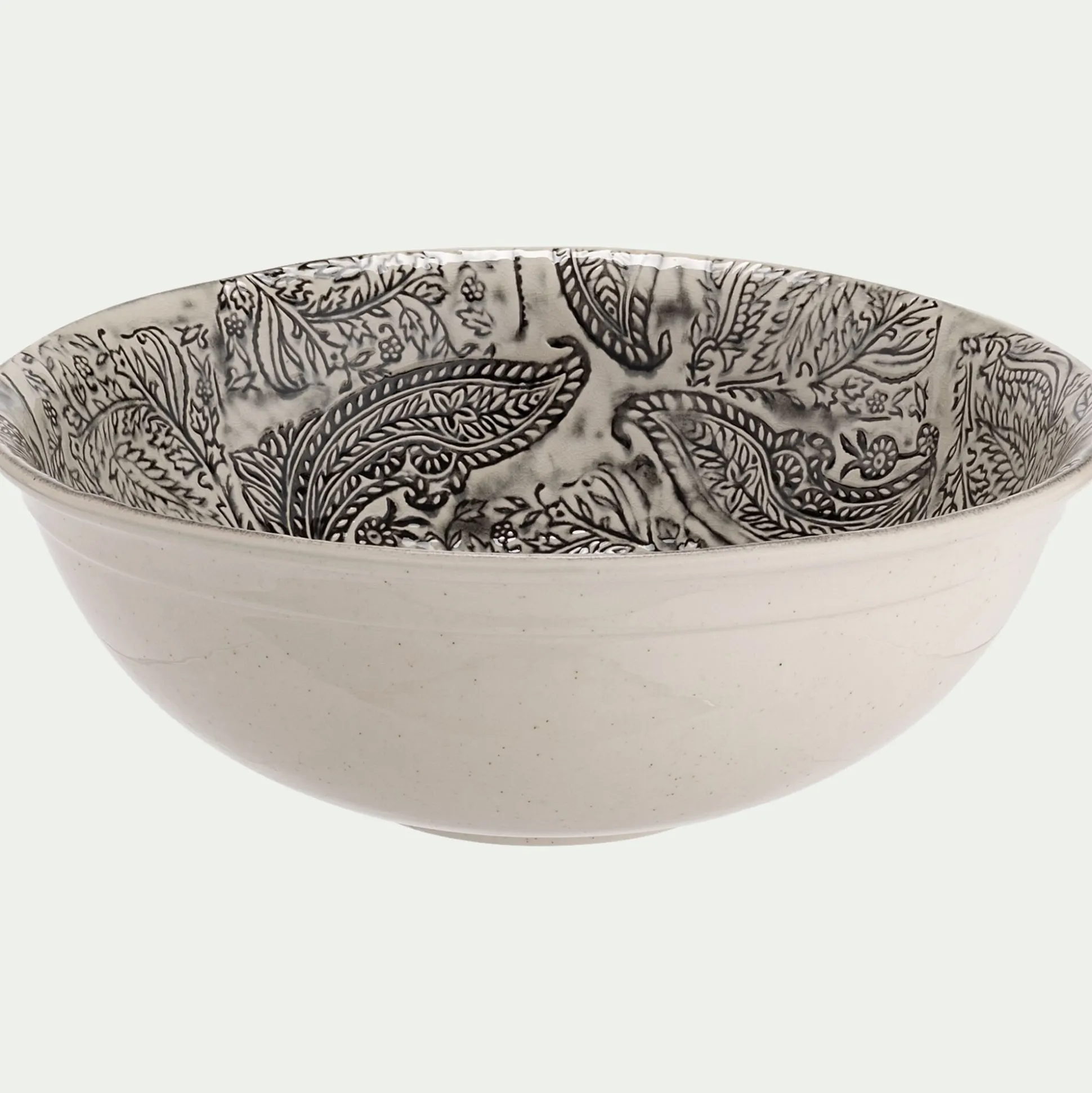 Saladier XXL en grès D38,7cm - beige