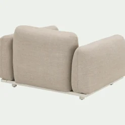 Salon de jardin en acier et coussins en tissu - beige sable (4 places)