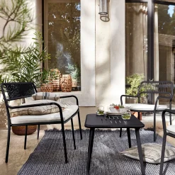 Salon de jardin en acier - noir (4 places)