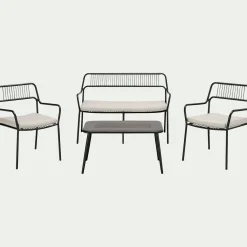 Salon de jardin en acier - noir (4 places)