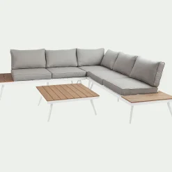 Salon de jardin en aluminium et polywood - gris (4 à 6 places)