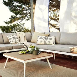 Salon de jardin en aluminium et polywood - gris (4 à 6 places)