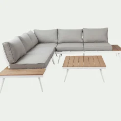 Salon de jardin en aluminium et polywood - gris (4 à 6 places)