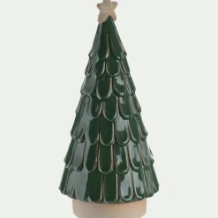 Sapin déco à écailles en grès D11,2cm - vert