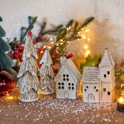 Sapin décoratif à poser en porcelaine - beige