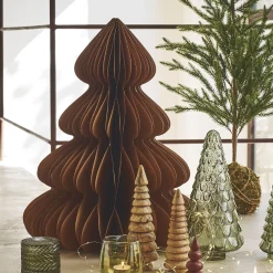 Sapin décoratif à poser en papier H60cm - marron
