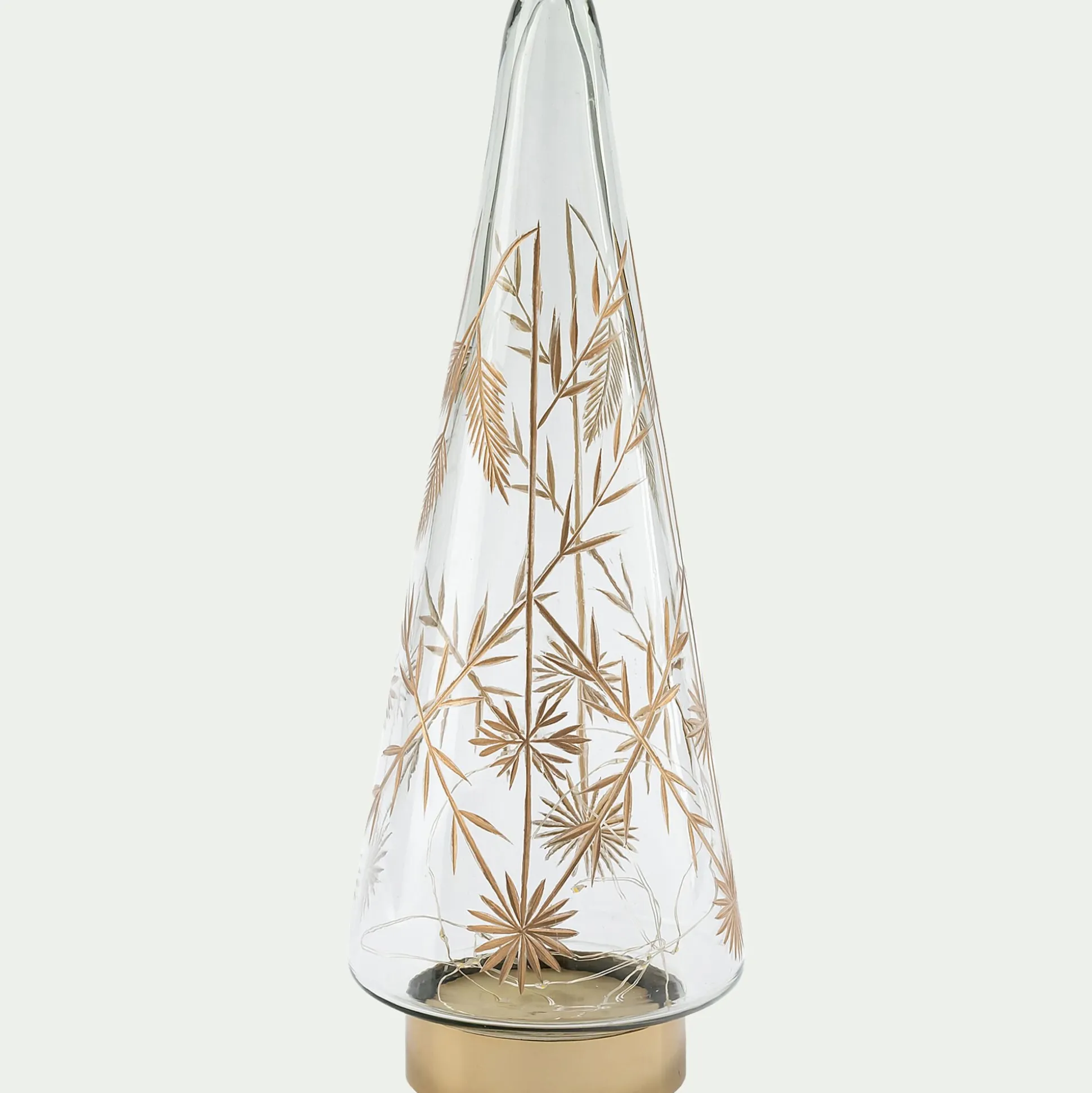 Sapin décoratif à poser lumineux en verre H35,5cm - transparent