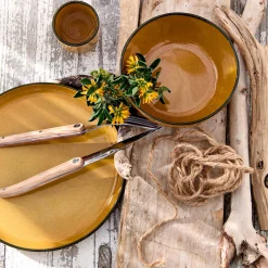 Service petit déjeuner en grès - jaune