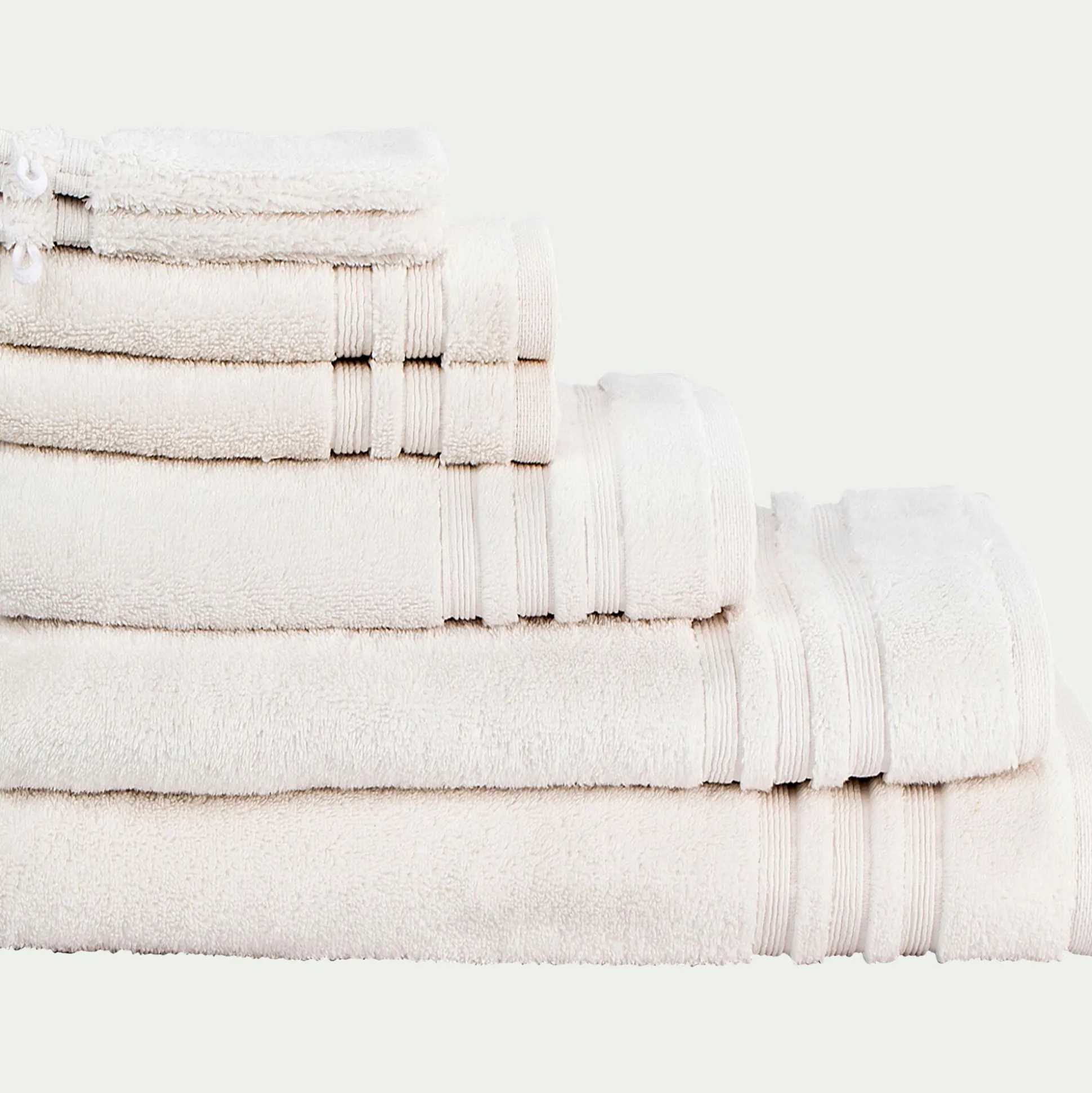 Serviette de bain bouclette en coton - blanc ventoux 50x100cm