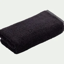 Serviette de bain brodé en coton - noir 50x100cm