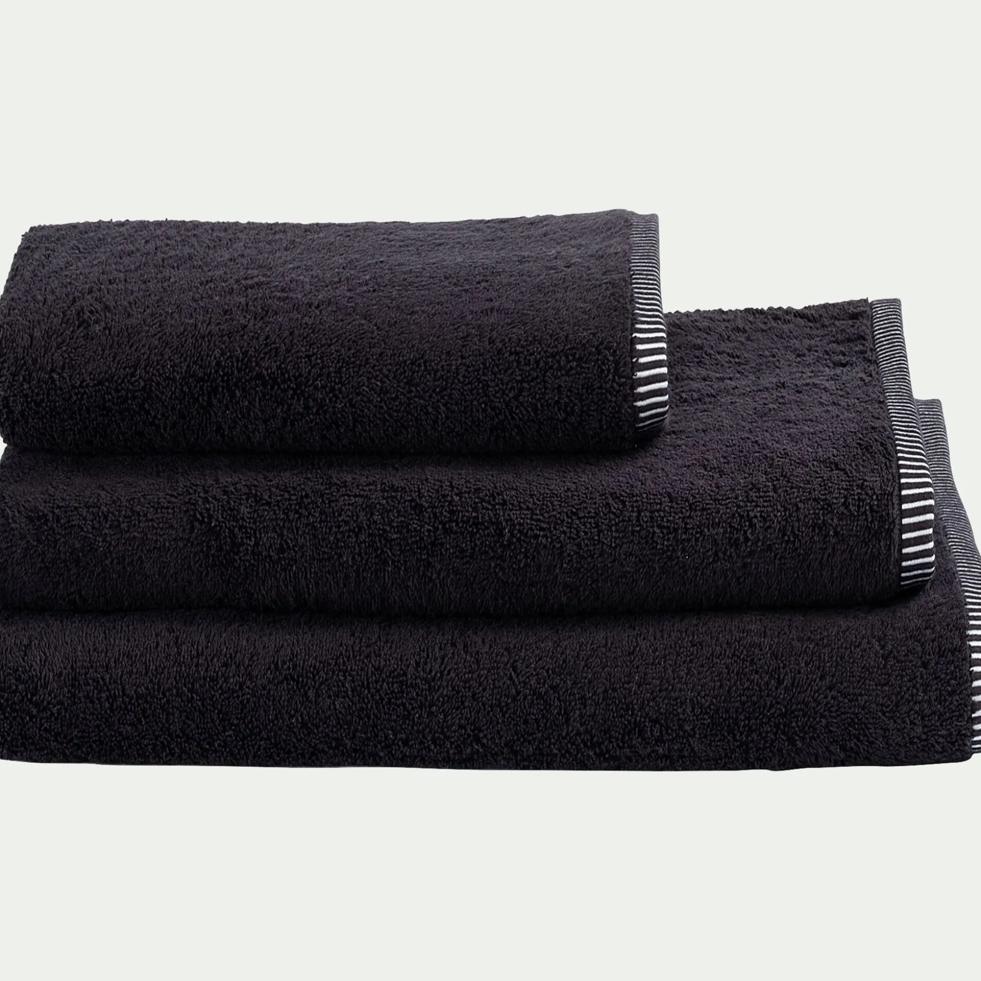 Serviette de bain brodé en coton - noir 50x100cm