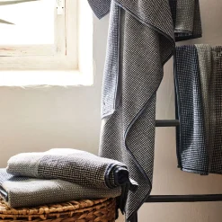 Serviette de toilette bouclette jacquard en coton 50x100cm - bleu