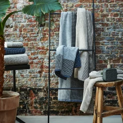 Serviette de toilette bouclette jacquard en coton 50x100cm - bleu