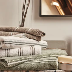 Serviette de toilette en coton - vert olivier 50x100cm