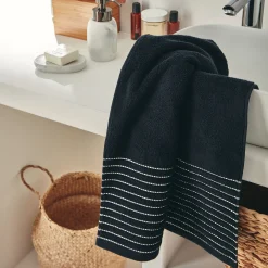 Serviette de toilette en coton - noir 50x100cm