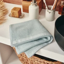 Serviette de toilette en bouclettes de coton bio - bleu 50x90cm